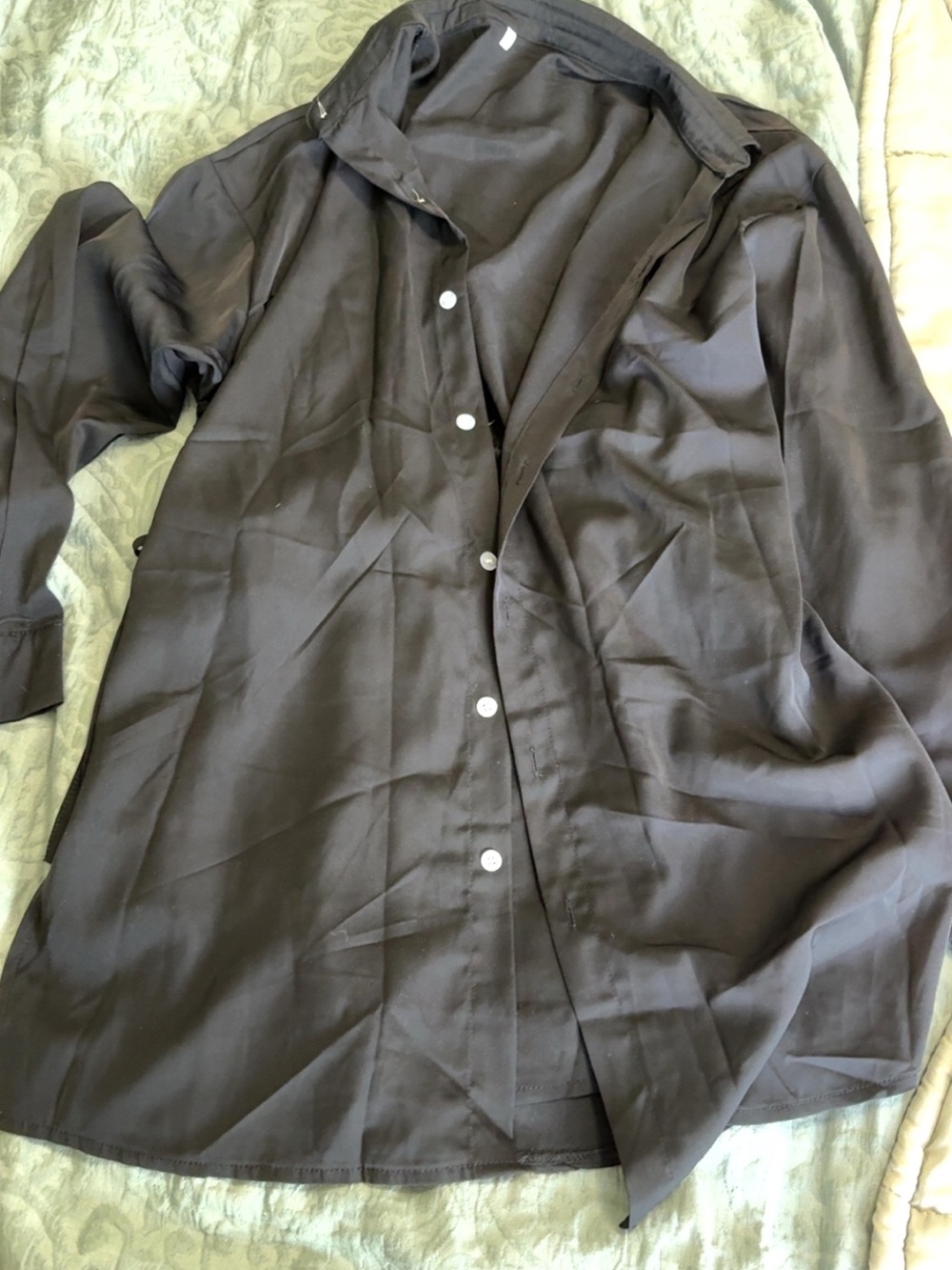 Black Button-Up Long Sleeve Shirt Dress